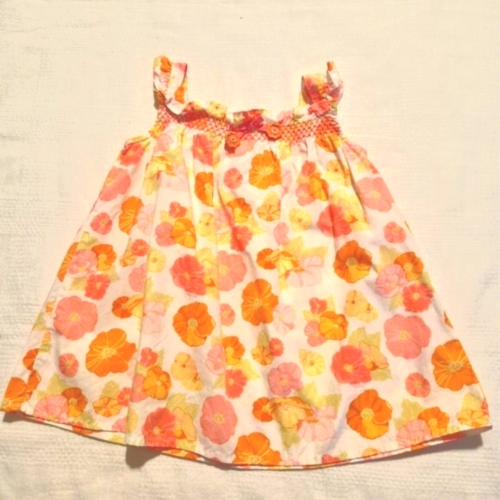 Gymboree girls size 6-12 months floral dress with pink, yellow & orange, vguc